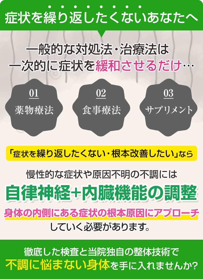 症状を繰り返したくないあなたへ